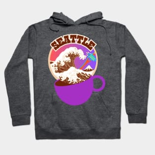 Seattle. Great Wave of Coffee in a Purple Cup. Hoodie